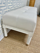 Load image into Gallery viewer, Sienna Bench, Shell White with Beige Ticking Fabric