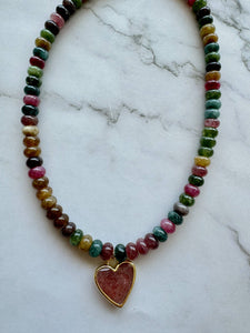 Caia Necklace New Colors Added! : Amazonite with Red Star Quartz,