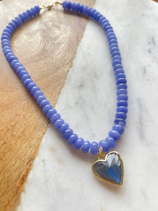 Caia Necklace New Colors Added! : Fuschia Jade with Lapis