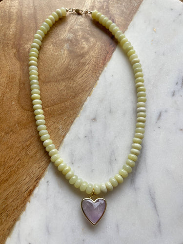 Caia Necklace New Colors Added! : Light Lemon Jade with Amethyst