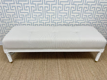 Load image into Gallery viewer, Sienna Bench, Shell White with Beige Ticking Fabric