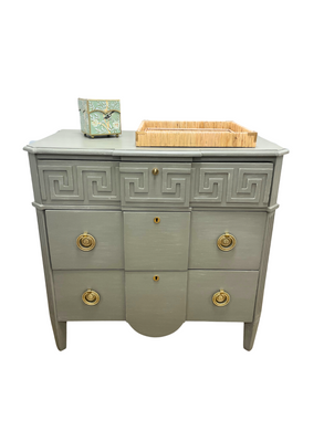 Greek Key Chest, Antique Green